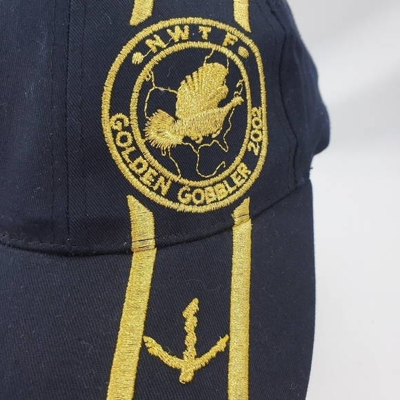 NWTF Turkey Golden Gobbler 2002 Black Gold Ball Cap Adjustable Strapback Hat VTG - Picture 7 of 11